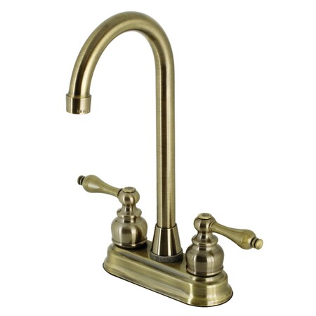 Kingston Brass KB493AL Victorian 4" Centerset High Arch Bar Faucet, Antique Brass KB493AL